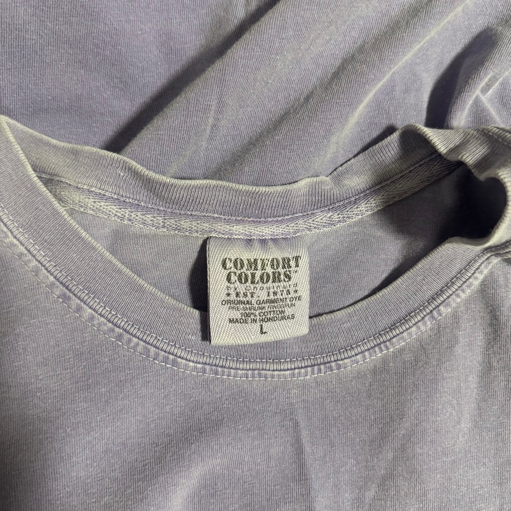 Comfort Colors Vintage-Style Washed Purple “Hoot & Holler” Short Sleeve T-Shirt - Picture 4 of 7